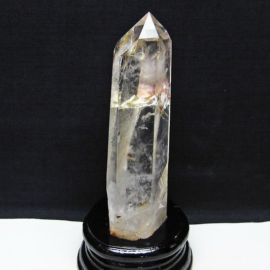 水晶 六角柱 水晶 ポイント 原石 置物 台座付属 一点物 152-4593