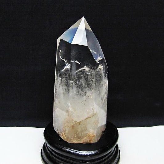 水晶 六角柱 水晶 ポイント 原石 置物 台座付属 一点物 152-4596