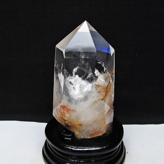 水晶 六角柱 水晶 ポイント 原石 置物 台座付属 一点物 152-4598