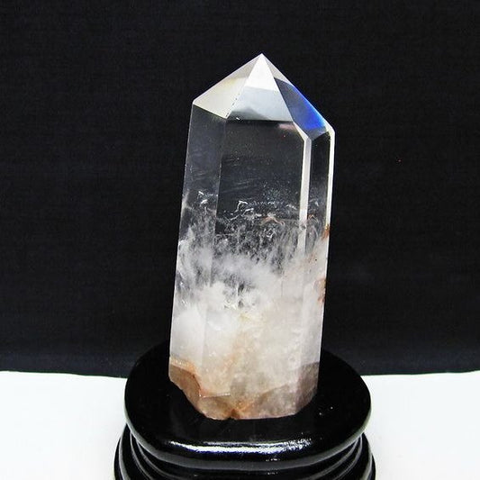 水晶 六角柱 水晶 ポイント 原石 置物 台座付属 一点物 152-4599