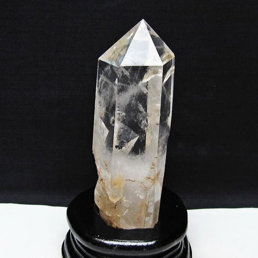 水晶 六角柱 水晶 ポイント 原石 置物 台座付属 一点物 152-4602
