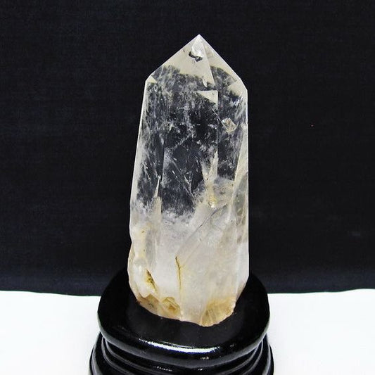 水晶 六角柱 水晶 ポイント 原石 置物 台座付属 一点物 152-4603