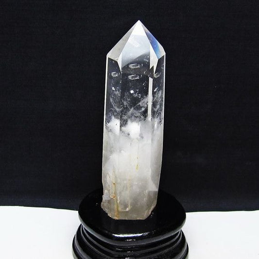 水晶 六角柱 水晶 ポイント 原石 置物 台座付属 一点物 152-4604