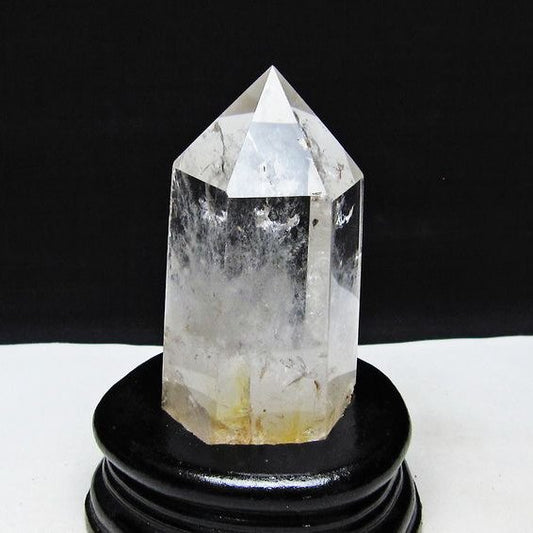 水晶 六角柱 水晶 ポイント 原石 置物 台座付属 一点物 152-4609
