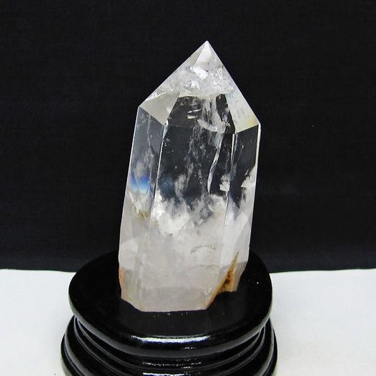 水晶 六角柱 水晶 ポイント 原石 置物 台座付属 一点物 152-4610