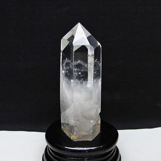 水晶 六角柱 水晶 ポイント 原石 置物 台座付属 一点物 152-4611