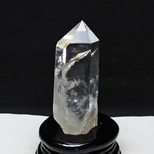 水晶 六角柱 水晶 ポイント 原石 置物 台座付属 一点物 152-4613