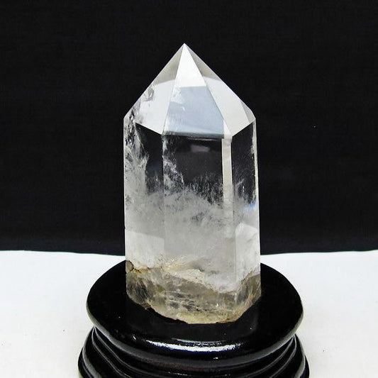 水晶 六角柱 水晶 ポイント 原石 置物 台座付属 一点物 152-4614