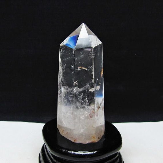 水晶 六角柱 水晶 ポイント 原石 置物 台座付属 一点物 152-4615