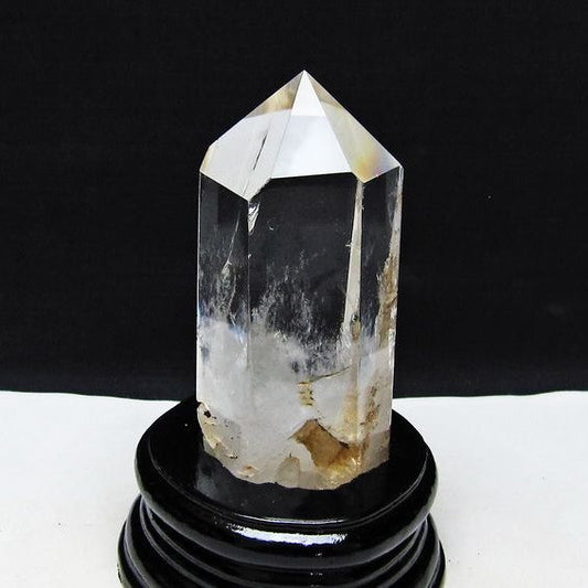 水晶 六角柱 水晶 ポイント 原石 置物 台座付属 一点物 152-4616