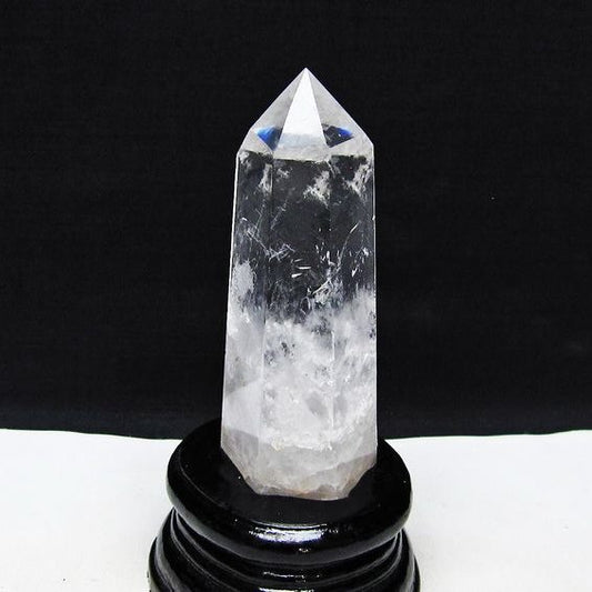 水晶 六角柱 水晶 ポイント 原石 置物 台座付属 一点物 152-4620