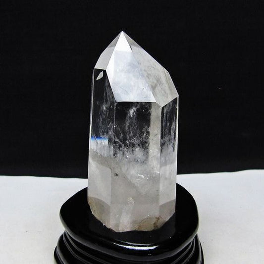水晶 六角柱 水晶 ポイント 原石 置物 台座付属 一点物 152-4621