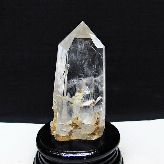 水晶 六角柱 水晶 ポイント 原石 置物 台座付属 一点物 152-4622