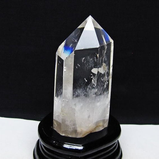水晶 六角柱 水晶 ポイント 原石 置物 台座付属 一点物 152-4623