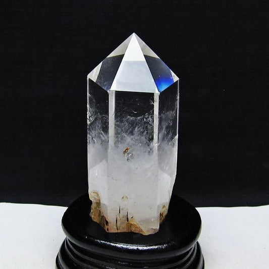 水晶 六角柱 水晶 ポイント 原石 置物 台座付属 一点物 152-4624