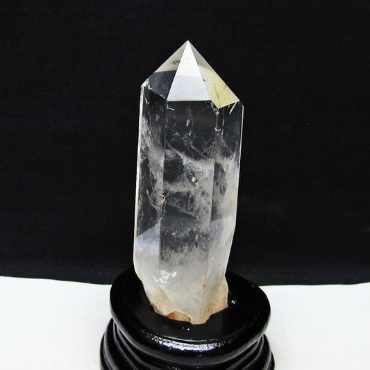 水晶 六角柱 水晶 ポイント 原石 置物 台座付属 一点物 152-4632