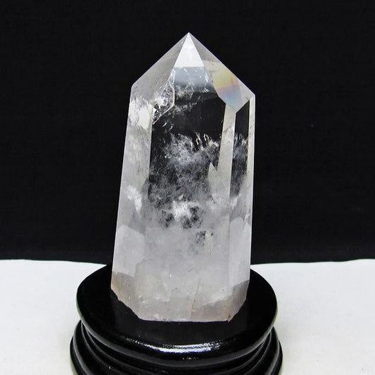 水晶 六角柱 水晶 ポイント 原石 置物 台座付属 一点物 152-4633