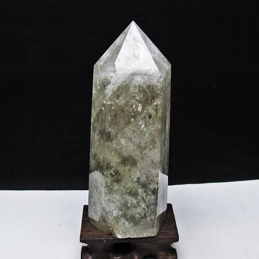 水晶 六角柱 水晶 ポイント 原石 置物 台座付属 一点物 152-4651