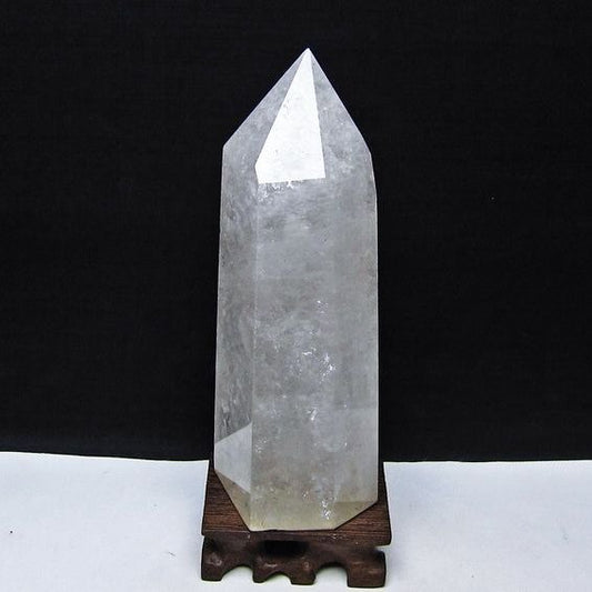 水晶 六角柱 水晶 ポイント 原石 置物 台座付属 一点物 152-4653