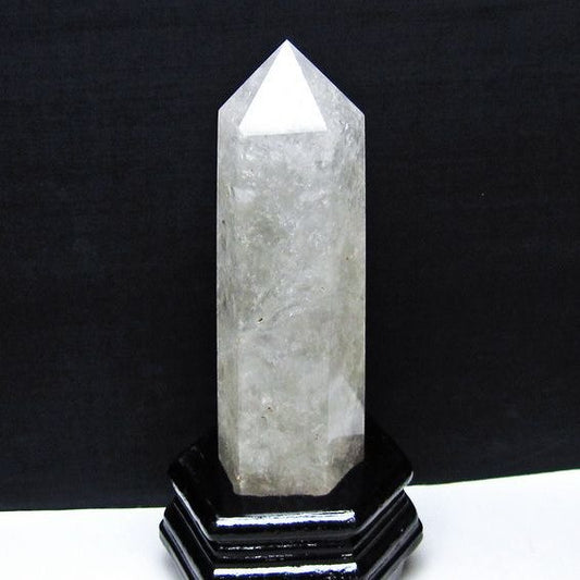 水晶 六角柱 水晶 ポイント 原石 置物 台座付属 一点物 152-4656