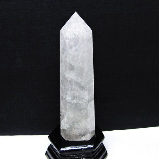 水晶 六角柱 水晶 ポイント 原石 置物 台座付属 一点物 152-4657