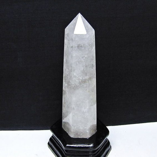 水晶 六角柱 水晶 ポイント 原石 置物 台座付属 一点物 152-4658