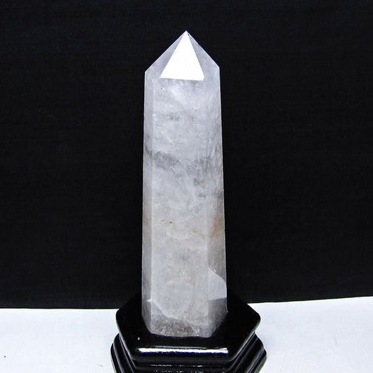 水晶 六角柱 水晶 ポイント 原石 置物 台座付属 一点物 152-4661