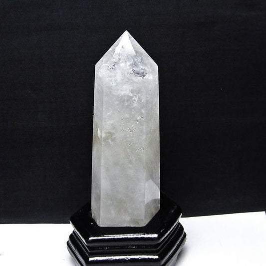 水晶 六角柱 水晶 ポイント 原石 置物 台座付属 一点物 152-4663
