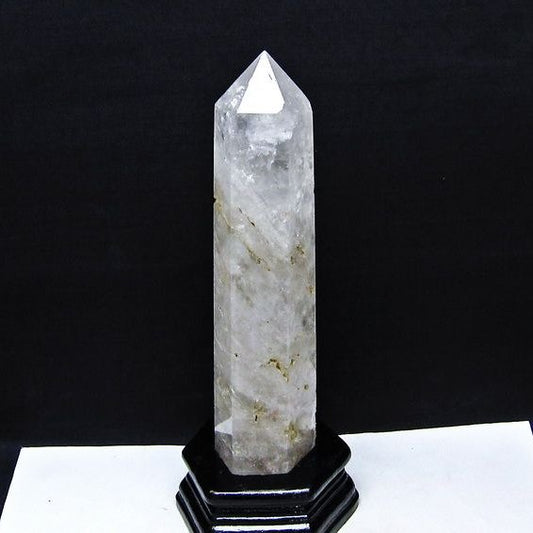 水晶 六角柱 水晶 ポイント 原石 置物 台座付属 一点物 152-4667