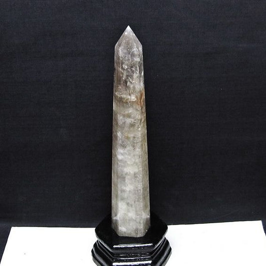 水晶 六角柱 水晶 ポイント 原石 置物 台座付属 一点物 152-4668