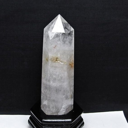 水晶 六角柱 水晶 ポイント 原石 置物 台座付属 一点物 152-4678