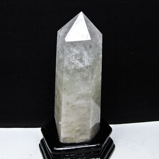 水晶 六角柱 水晶 ポイント 原石 置物 台座付属 一点物 152-4686