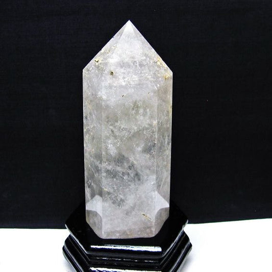水晶 六角柱 水晶 ポイント 原石 置物 台座付属 一点物 152-4687