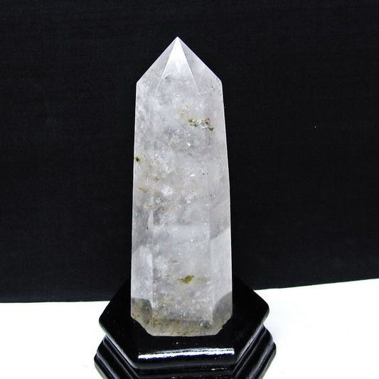 水晶 六角柱 水晶 ポイント 原石 置物 台座付属 一点物 152-4688