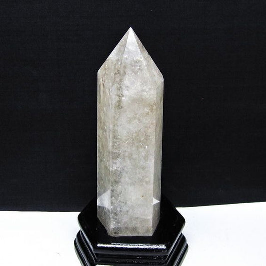 水晶 六角柱 水晶 ポイント 原石 置物 台座付属 一点物 152-4691