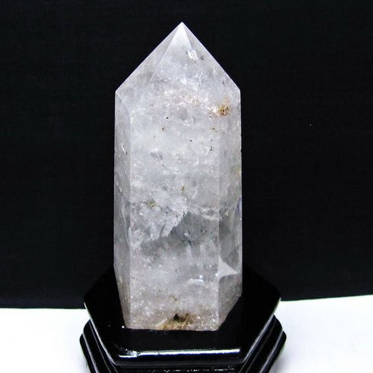 水晶 六角柱 水晶 ポイント 原石 置物 台座付属 一点物 152-4693