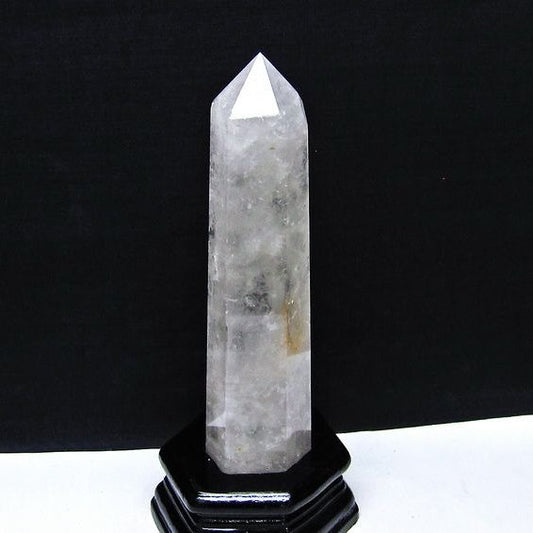 水晶 六角柱 水晶 ポイント 原石 置物 台座付属 一点物 152-4698