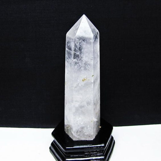 水晶 六角柱 水晶 ポイント 原石 置物 台座付属 一点物 152-4700