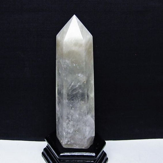 水晶 六角柱 水晶 ポイント 原石 置物 台座付属 一点物 152-4702