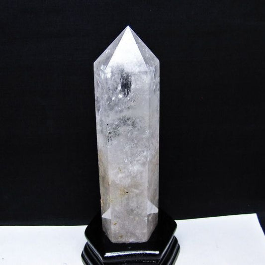 水晶 六角柱 水晶 ポイント 原石 置物 台座付属 一点物 152-4705