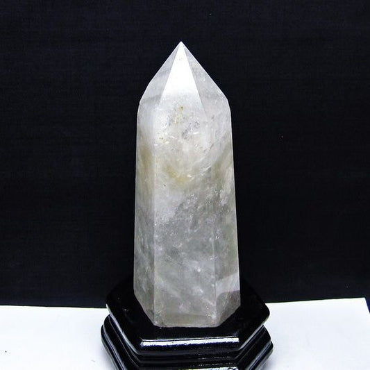 1Kg 水晶 六角柱 水晶 ポイント 原石 置物 台座付属 一点物 152-4708