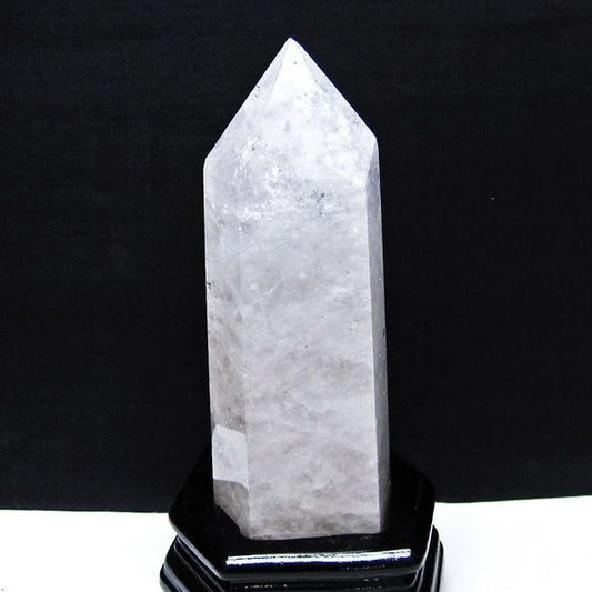 1Kg 水晶 六角柱 水晶 ポイント 原石 置物 台座付属 一点物 152-4710