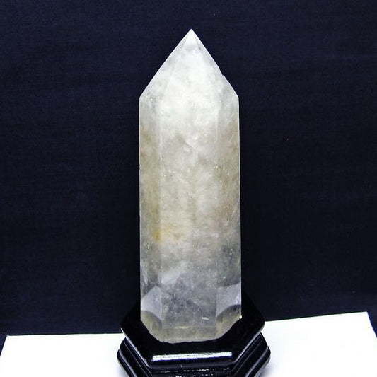 1.1Kg 水晶 六角柱 水晶 ポイント 原石 置物 台座付属 一点物 152-4714