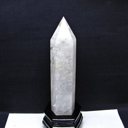 1.1Kg 水晶 六角柱 水晶 ポイント 原石 置物 台座付属 一点物 152-4715