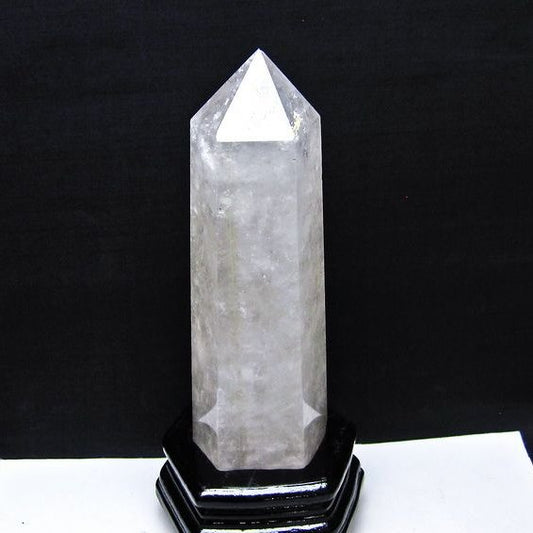 1Kg 水晶 六角柱 水晶 ポイント 原石 置物 台座付属 一点物 152-4716