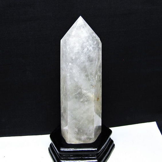 1Kg 水晶 六角柱 水晶 ポイント 原石 置物 台座付属 一点物 152-4717