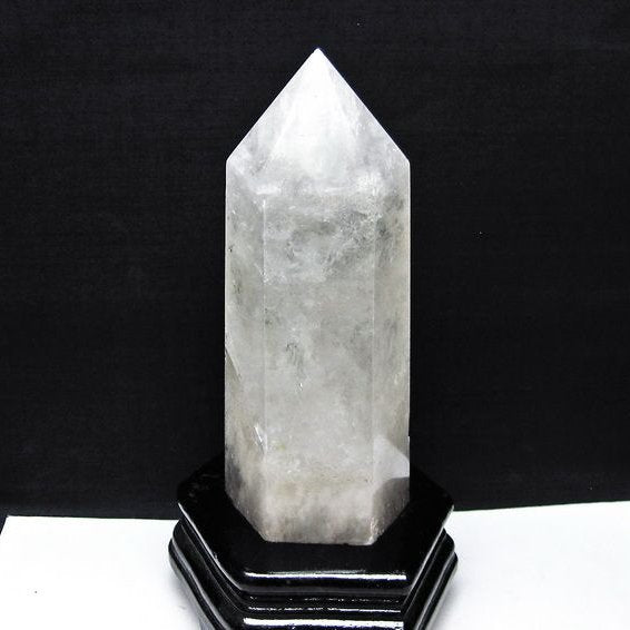 1.1Kg 水晶 六角柱 水晶 ポイント 原石 置物 台座付属 一点物 152-4718