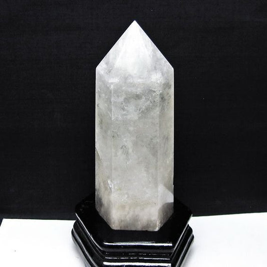1.1Kg 水晶 六角柱 水晶 ポイント 原石 置物 台座付属 一点物 152-4718