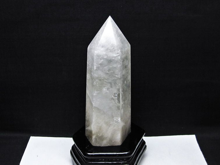 1.1Kg 水晶 六角柱 水晶 ポイント 原石 置物 台座付属 一点物 152-4718
