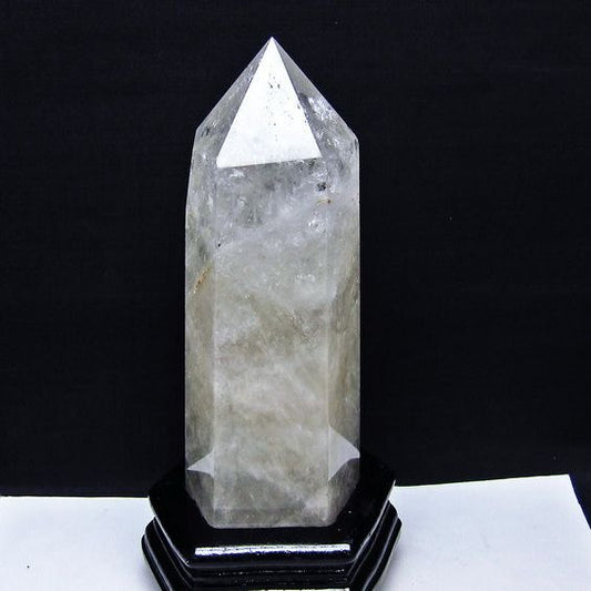 1.4Kg 水晶 六角柱 水晶 ポイント 原石 置物 台座付属 一点物 152-4721